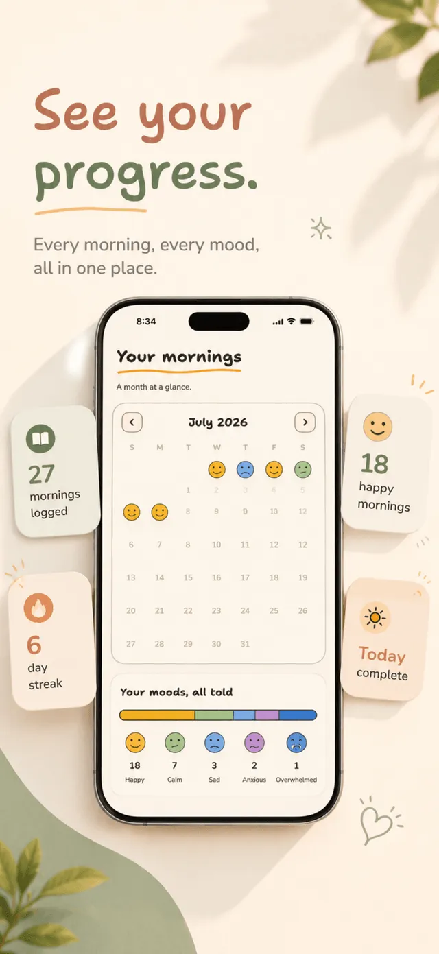 See your progress — mood calendar